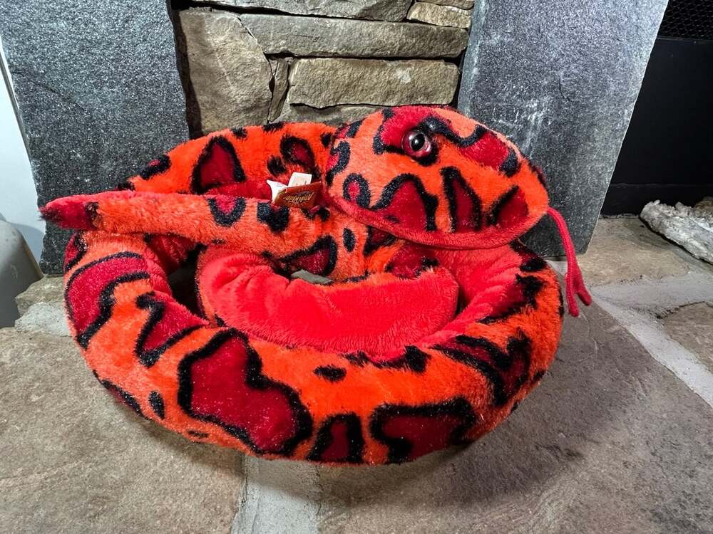 Adventure Planet Red and Black Python 64” Snake Plush Stuffed Animal